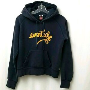 🎁5/$25 United Airlines Hoodie Women's Large Pull Over Hoodie Blue Yellow Plane